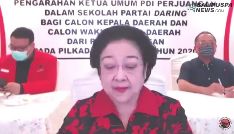 Ketua Umum DPP PDI Perjuangan (PDIP) Megawati Soekarnoputri dalam pidato Megawati pada pembukaan Sekolah Calon Kepala Daerah (Cakada) Gelombang II Menuju Pilkada Serentak 2020 secara Virtual, Rabu (26/8/2020)