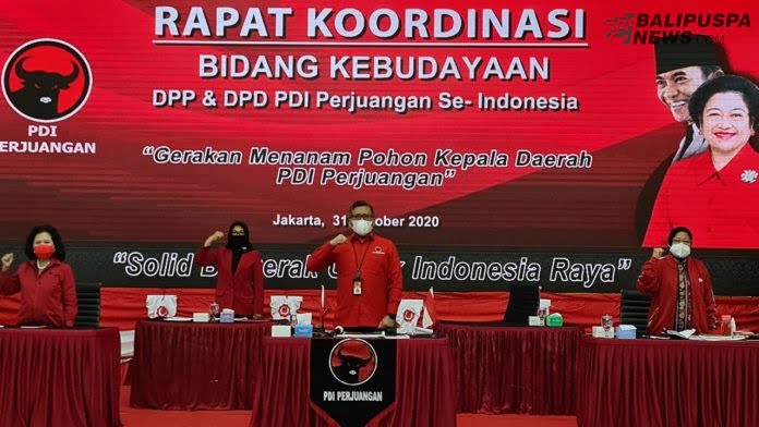 Rapat Koordinasi Bidang Nasional Kebudayaan dengan tema 'Gerakan Menanam Pohon Kepala Daerah PDI Perjuangan se-Indonesia, Sabtu (31/10/2020)