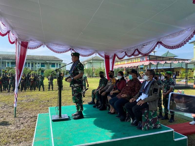Batalyon Infantri Mekanis 741/ Garuda Nusantara (Yonmek 741/GN) Bimtek mengajar Prajurit Satgas Pamtas di Mako Yonmek 741/GN, Selasa (23/11/2021)