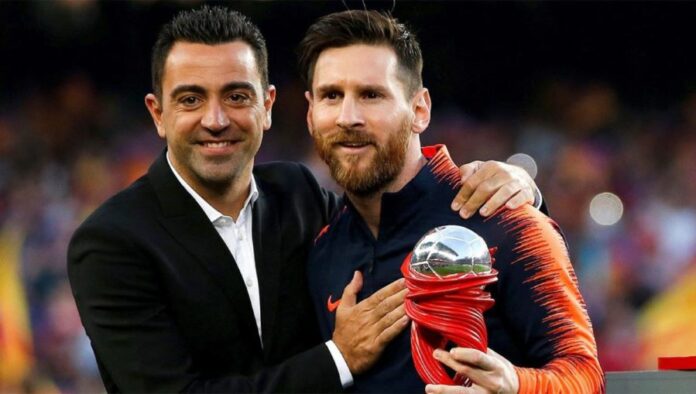 Xavi Hernandez dan Lionel Messi