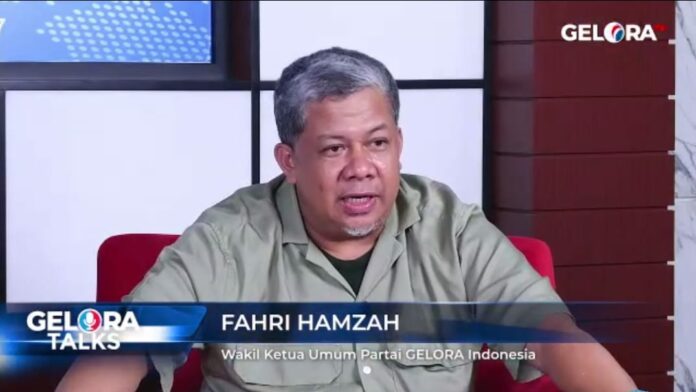 Wakil Ketua Umum Partai Gelombang Rakyat (Gelora) Indonesia Fahri Hamzah dalam diskusi Gelora Talks bertajuk 