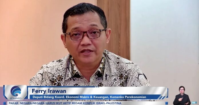 Deputi Bidang Koordinasi Ekonomi Makro dan Keuangan Kementerian Koordinator Bidang Perekonomian, Ferry Irawan dalam Dialog Forum Merdeka Barat 9 (FMB9) yang mengangkat tema 'Menakar Dampak Konflik Timur Tengah bagi Indonesia', Senin (3/6/2024). (Foto: FMB9)
