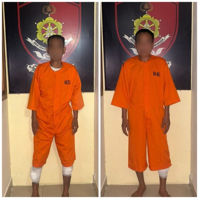 Dua komplotan maling pembobol kamar kos, yakni MJ,50, dan UA,54, ditangkap dan di terjang timah panas oleh aparat kepolisian Polsek Kuta Selatan