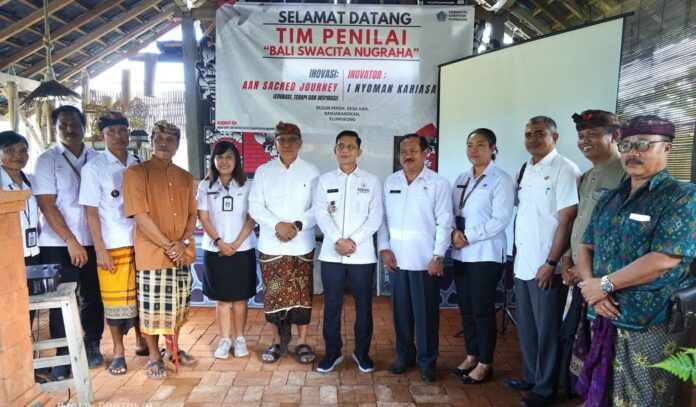 Bupati Klungkung, I Made Satria menghadiri Penilaian Lapangan Penghargaan Anugerah Bali Swacitta Nugraha Provinsi Bali Tahun 2025 di Aan Secret Waterfall Dusun Peken, Desa Aan, Kecamatan Banjarangkan, Kabupaten Klungkung