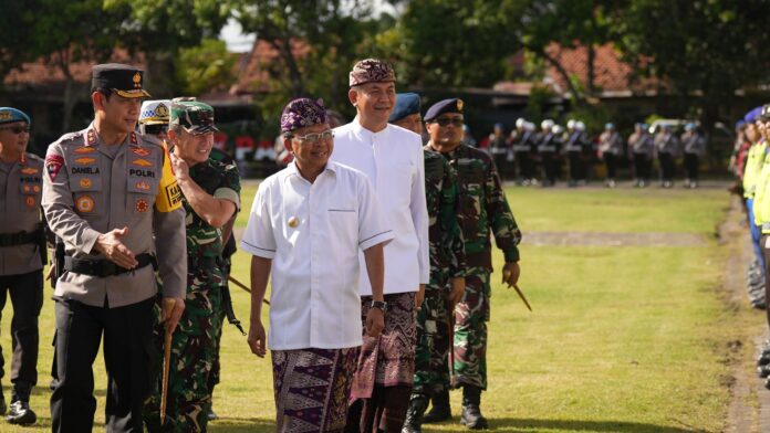 Polda Bali melaksanakan apel gelar pasukan Operasi Ketupat Agung 2026 di Lapangan Iptu Soetarjo, Mako Brimob Polda Bali, Tohpati, pada Kamis (12/3/2026)