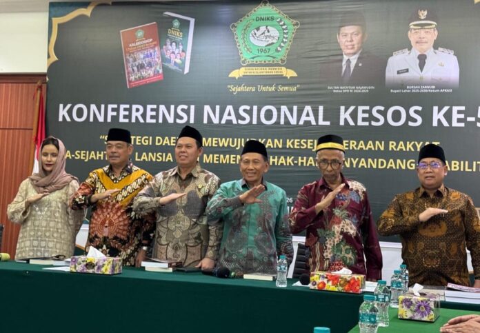 Konferensi Nasional Kesejahteraan Sosial ke-5 Dewan Nasional Indonesia untuk Kesejahteraan Sosial (DNIKS) di Aula Gedung DNIKS Jalan Tanah Abang Timur No. 15 Gambir, Jakarta Pusat, Jumat (6/3/2026) dengan tema “Strategi Daerah Mewujudkan Kesejahteraan Rakyat, Prasejahtera, Lansia dan Memenuhi Hak-Hak Penyandang Disabilitas”. (Foto: DNIKS)