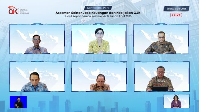 Otoritas Jasa Keuangan (OJK) saat menyampaikan Rapat Dewan Komisioner Bulanan (RDKB)