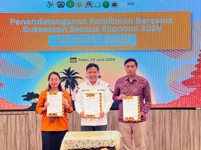 Pemerintah Kabupaten Bangli bersama Badan Pusat Statistik (BPS) Kabupaten Bangli menandatangani Komitmen Bersama untuk menyukseskan pelaksanaan Sensus Ekonomi 2026