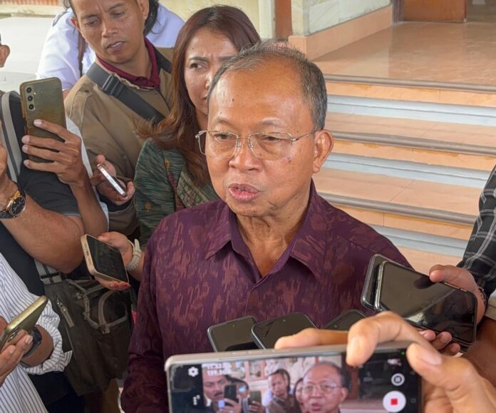 Gubernur Bali, Wayan Koster saat ditemui media seusai Rapat Paripurna DPRD Bali di ruang sidang utama DPRD Bali
